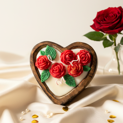 Rose heart urli candle